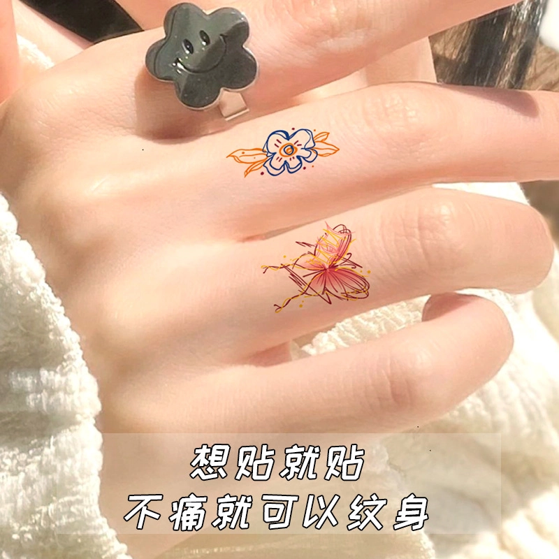 茵芭  彩色蝴蝶纹身贴半永久防水持久高级感 现代简约