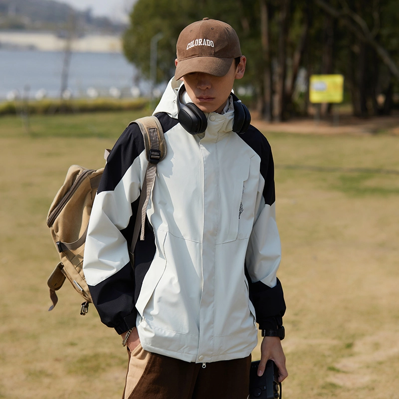 雅鹿  美式复古休闲拼色三合一连帽设计感户外山系保暖百搭 冲锋衣 男女同款