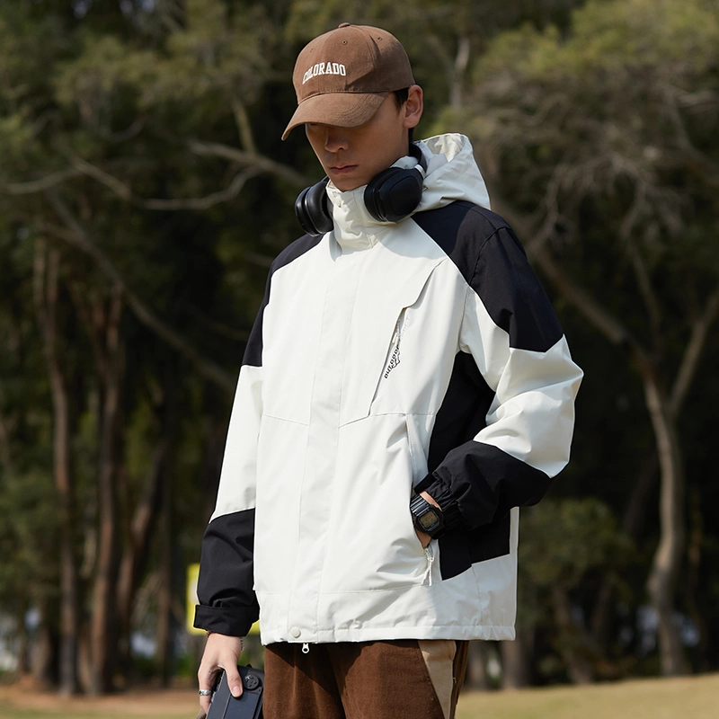 雅鹿  美式复古休闲拼色三合一连帽设计感户外山系保暖百搭 冲锋衣 男女同款