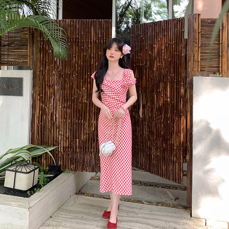 缪斯的诱惑 法式立体花朵长款短袖连衣裙 女款