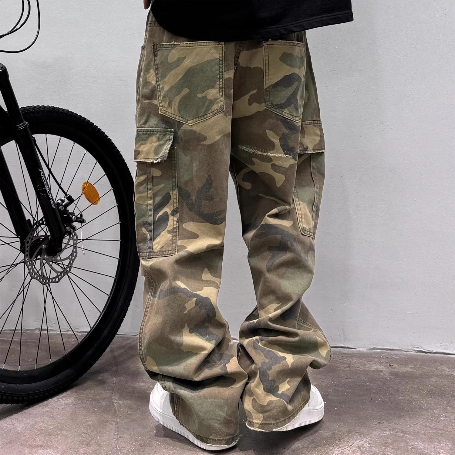 寻星记 美式复古工装风迷彩直筒时尚潮流设计感宽松舒适百搭休闲裤 男女同款