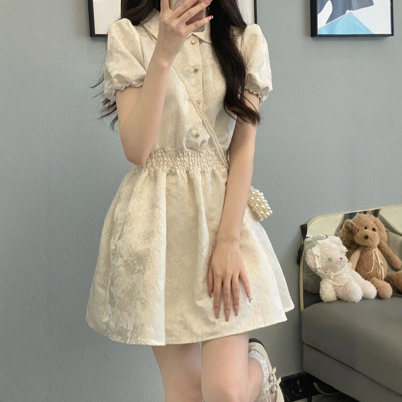 格子苔 简约舒适时尚休闲百搭短袖连衣裙 女款