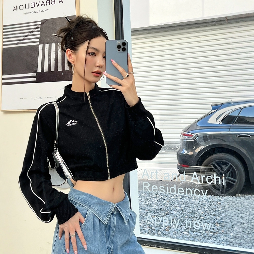 格子苔 美式学院风刺绣宽松长袖卫衣 女款