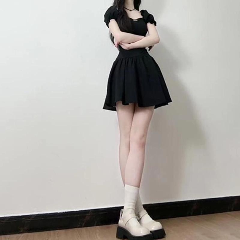 格子苔 舒适时尚简约通勤短袖连衣裙 女款