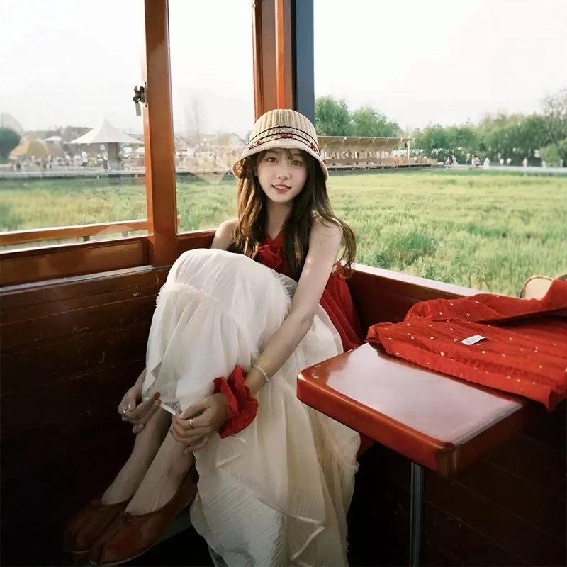 格子苔 初夏搭配一整套旅游穿搭夏日出游拍照甜美小裙子裙装套装 女款