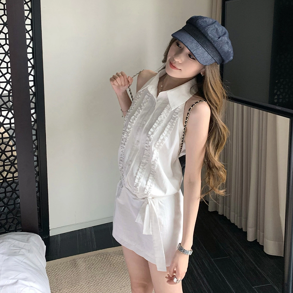 格子苔 通勤简约舒适时尚无袖连衣裙 女款