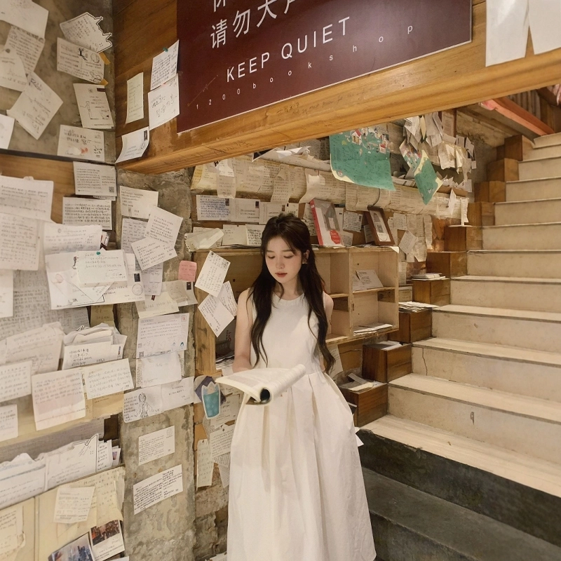 格子苔 法式高级感小个子气质简约通勤无袖连衣裙 女款