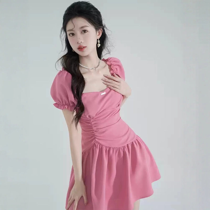 格子苔 舒适时尚简约通勤短袖连衣裙 女款