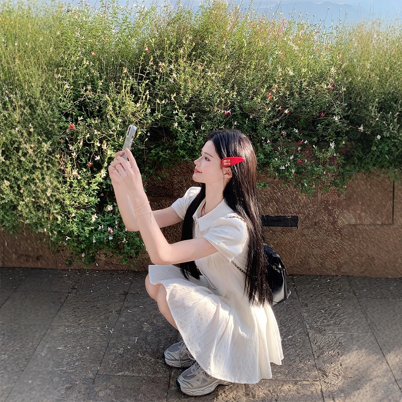 格子苔 学院风泡泡袖衬衫连衣裙女夏季气质收腰小个子甜美短裙裙装套装 女款