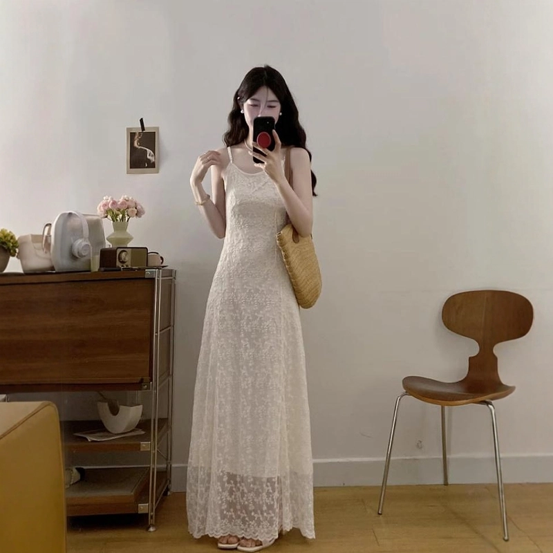格子苔 舒适时尚通勤简约吊带连衣裙 女款