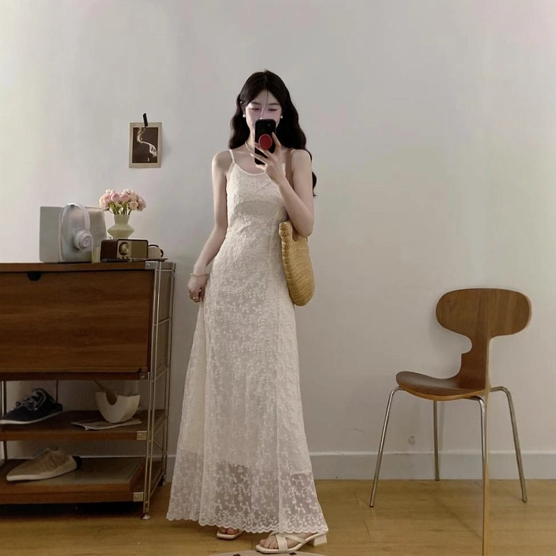格子苔 舒适时尚通勤简约吊带连衣裙 女款