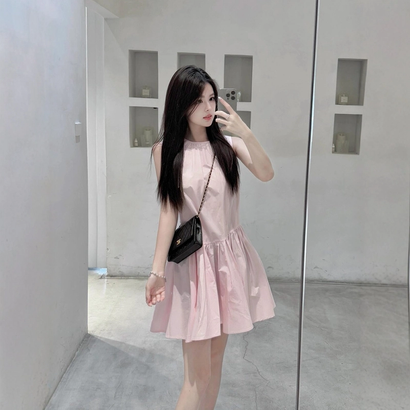 格子苔 法式背心子女装夏季爆款小个子巨好看短裙无袖连衣裙 女款