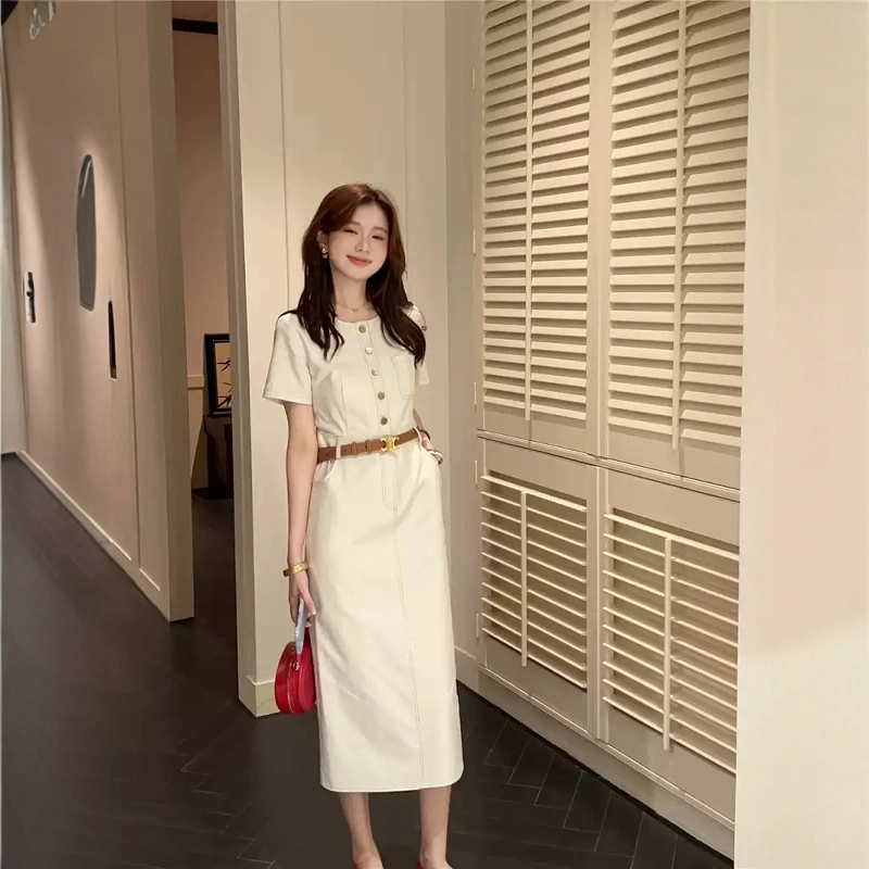 格子苔 简约百搭时尚休闲短袖连衣裙 女款