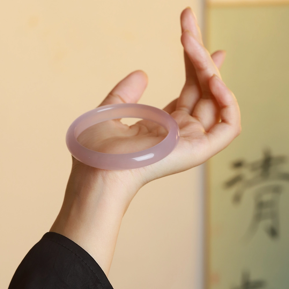 镯钰瑭 樱花粉 白月光 国潮新中式古风复古叠戴 优雅 玉镯叮当手饰 汉服旗袍#好运 玉髓 手镯 女款