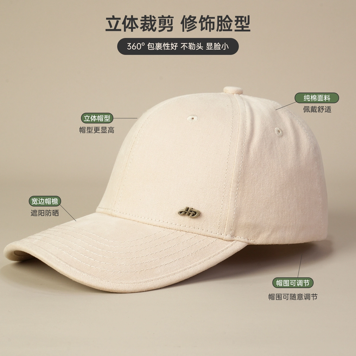红豆 春秋潮搭时尚青年休闲百搭防晒舒适透气 棉 鸭舌帽 男女同款情侣款