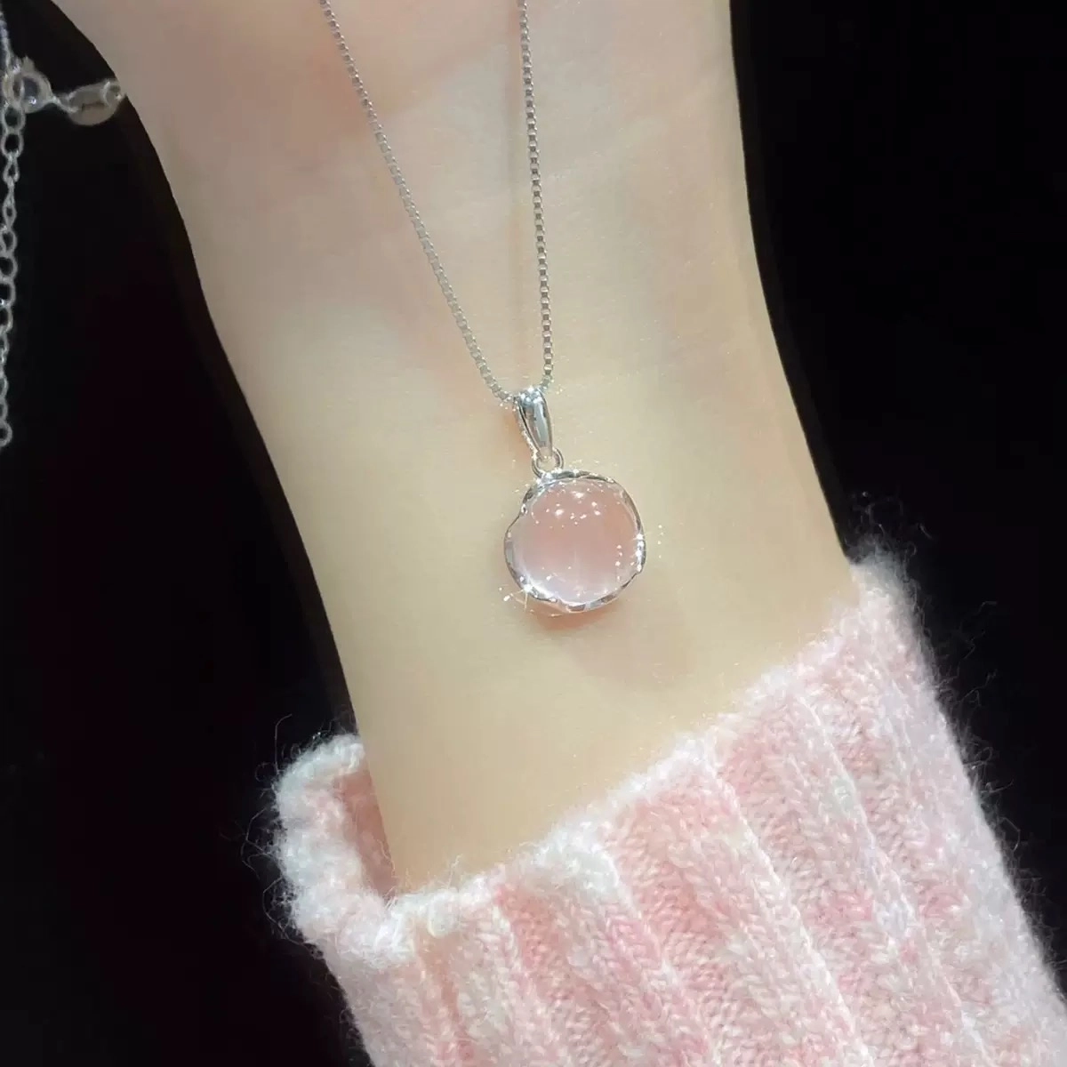 唐述 闪烁水滴圆珠简约小众甜美少女感温柔大方小清新学院#好运 菩提根 项链 女款