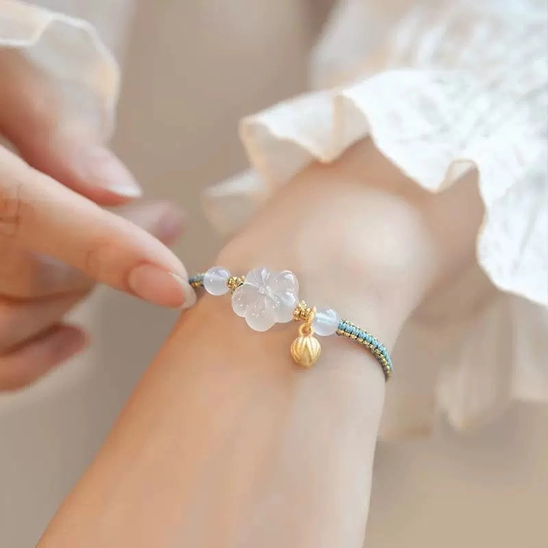 唐述 梅花莲莲国潮新中式复古精致简约森系高级感 琉璃 手绳 女款