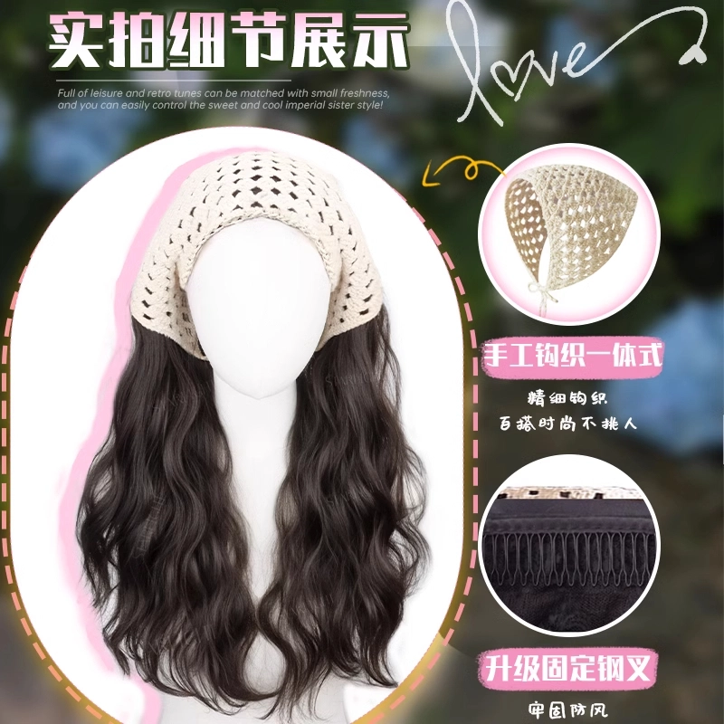 云轻 全头套女三角头巾假发 大波浪长卷发发箍