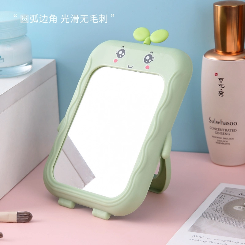 顽顽 草娃娃化妆镜桌面可立折叠宿舍美妆梳妆镜卡通可爱卧室单面镜