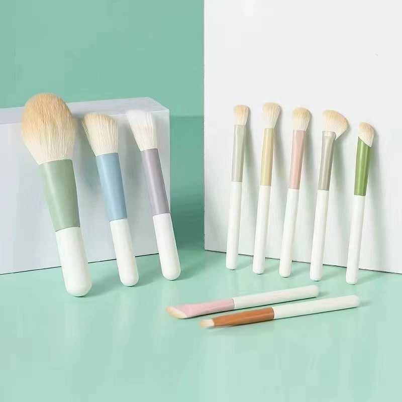 顽顽  莫兰迪迷你便携式化妆刷套装眼影刷粉底刷散粉刷全套软毛美妆工具