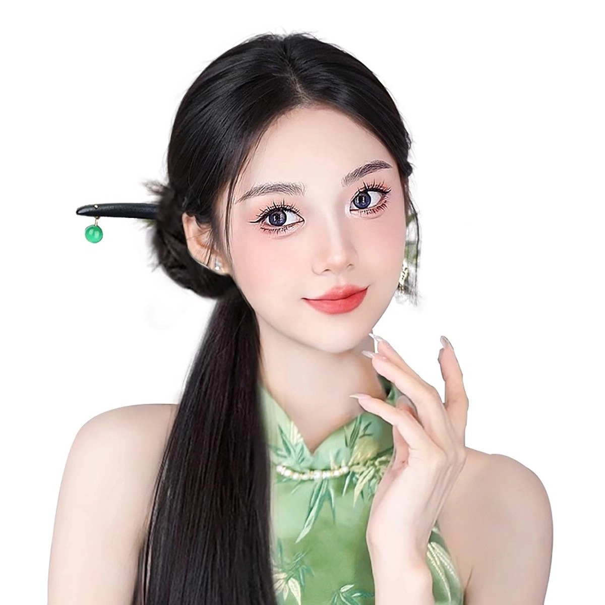 缪斯韵 高马尾新中式仿真发辫子 一体抓夹假发