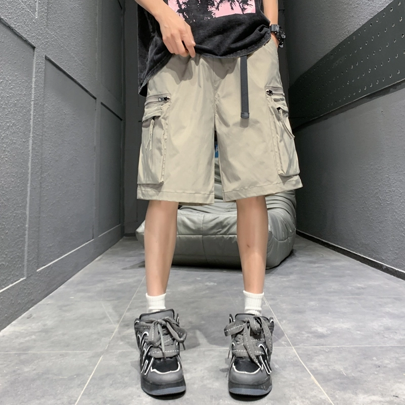 玉儿恋 美式复古潮流宽松口袋五分裤尽显百搭风范时尚休闲短裤 男女同款
