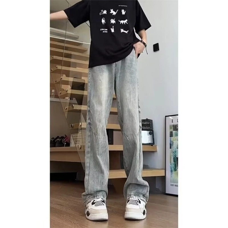 木木兔 印花休闲运动街透气简约轻便百搭牛仔裤 男款