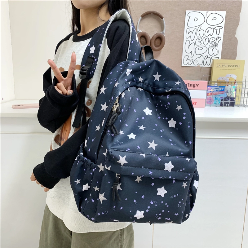木木兔 书包女初中生高中学生大容量轻便 小 休闲 牛津纺 双肩包 常规 白色