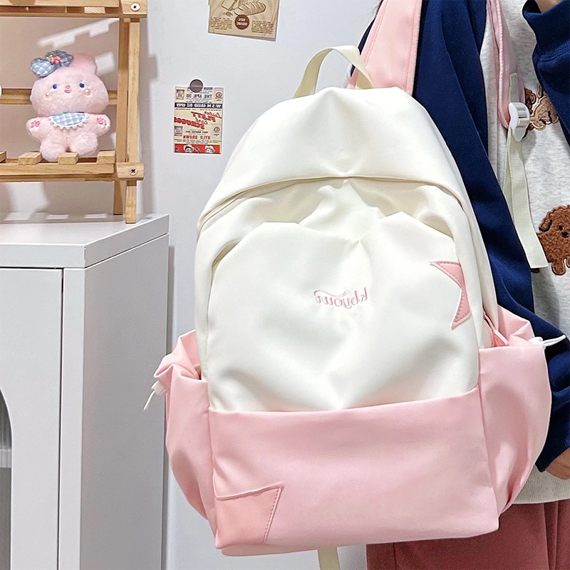 木木兔 书包女生初中生超大容量中学生高中小学生轻便减负  经典时尚小众设计 高级感 休闲拉链开合 尼龙布 双肩包 常规 黄色