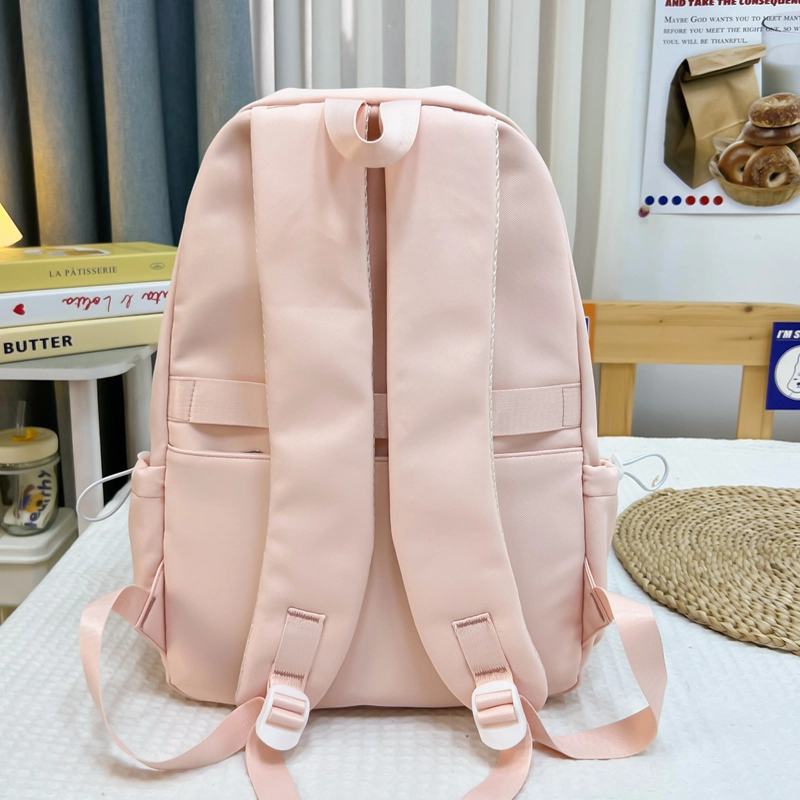 木木兔 书包女高中生轻便减负大容量初中生小学生  经典时尚小众设计 高级感 休闲拉链开合 尼龙布 双肩包 常规 米白色
