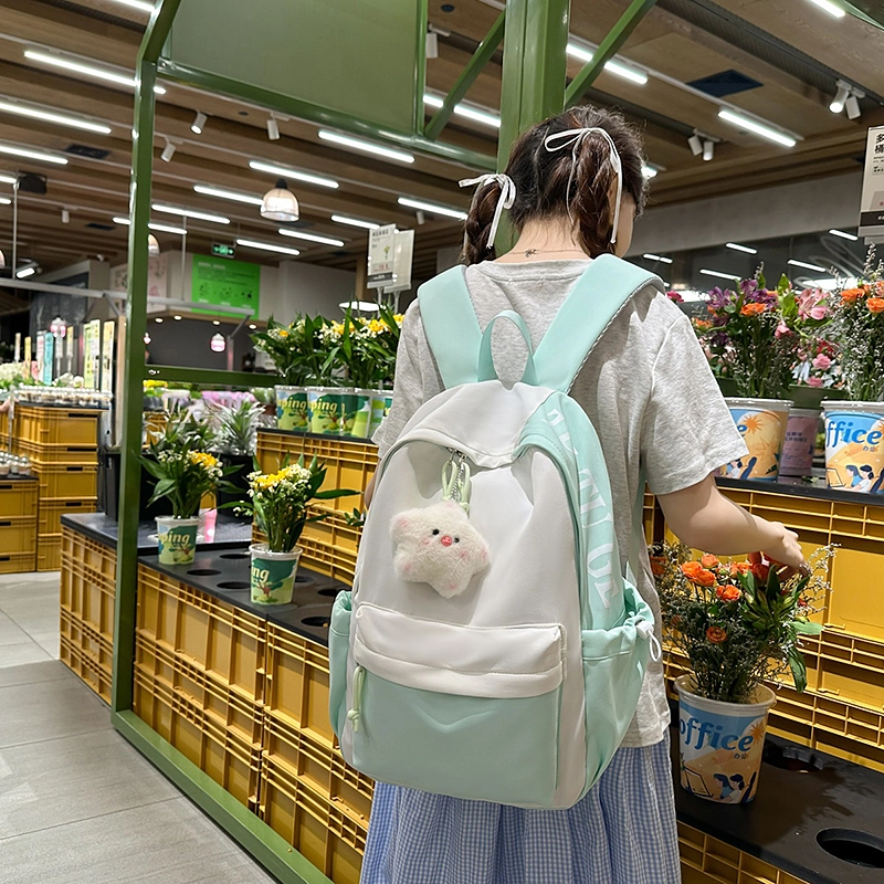 木木兔 书包女生高中超大容量中学生初中生小学生轻便 经典时尚小众设计 高级感 尼龙布 双肩包 常规 白色