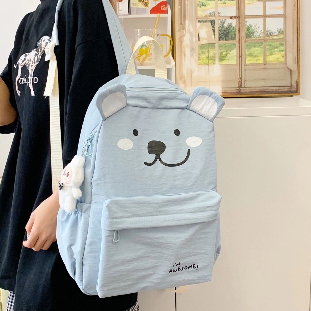 木木兔 书包女生初中生超大容量中学生高中生小学生减负轻便包包 时尚小众设计 高级感 休闲拉链开合 尼龙布 双肩包 常规 粉红色