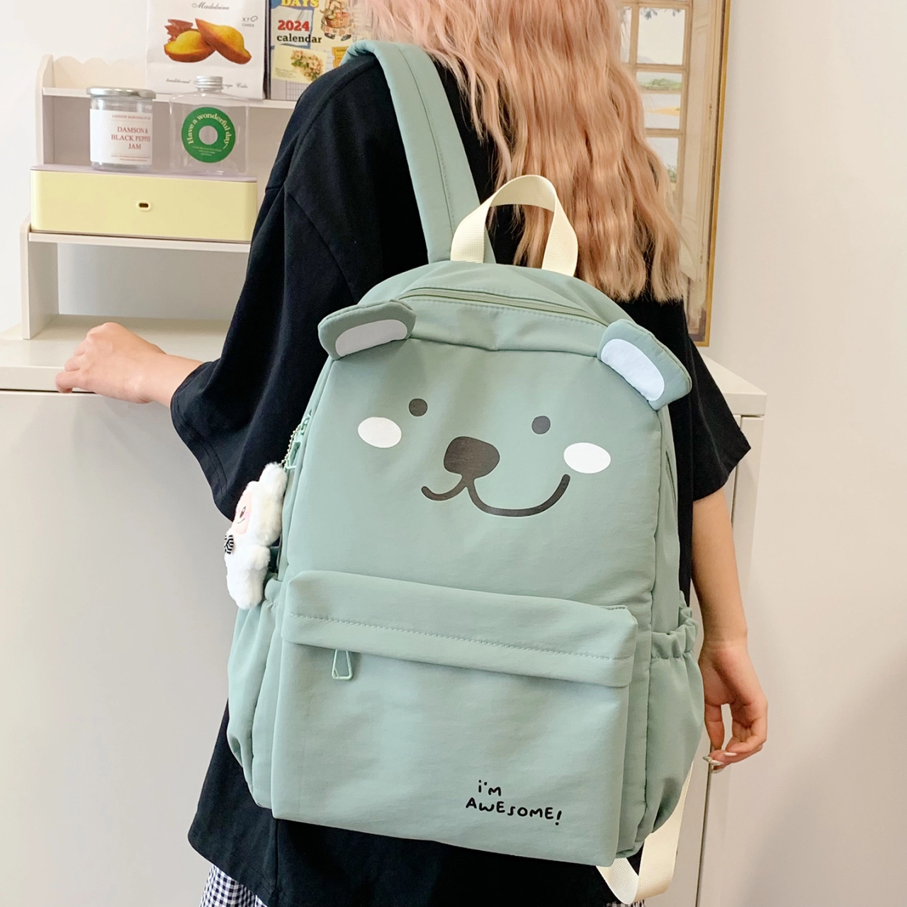 木木兔 书包女生初中生超大容量中学生高中生小学生减负轻便包包 时尚小众设计 高级感 休闲拉链开合 尼龙布 双肩包 常规 粉红色