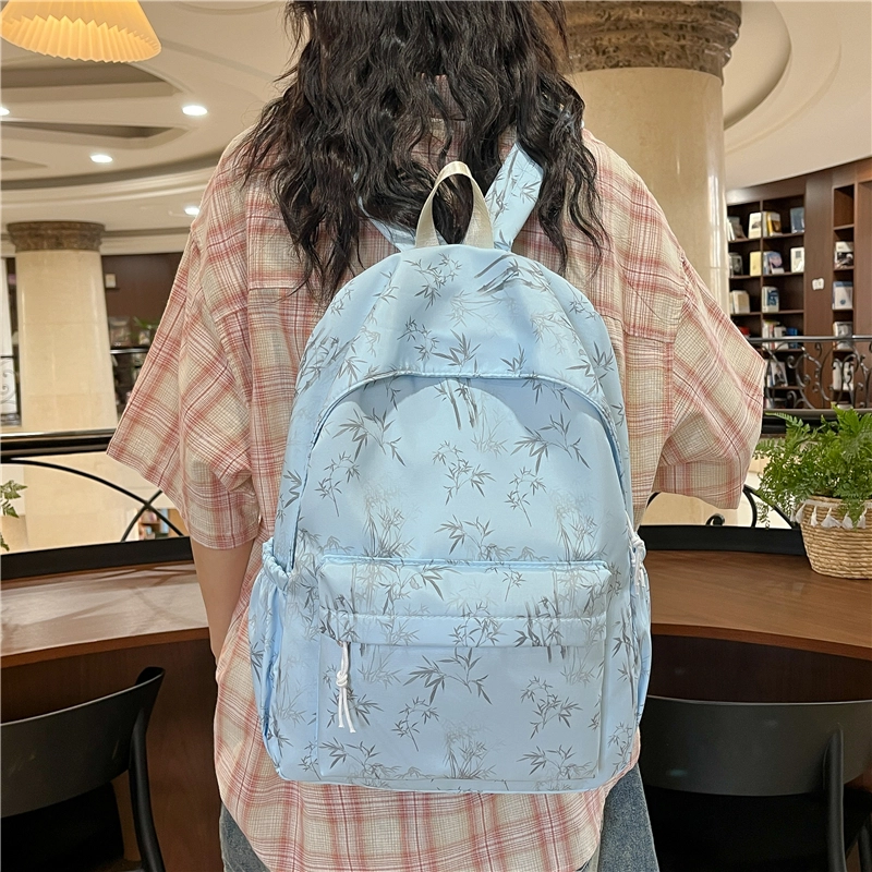 木木兔 书包女小学生轻便减负超大容量初中生 经典时尚小众设计 高级感 休闲拉链开合 尼龙布 双肩包 中号 米白色