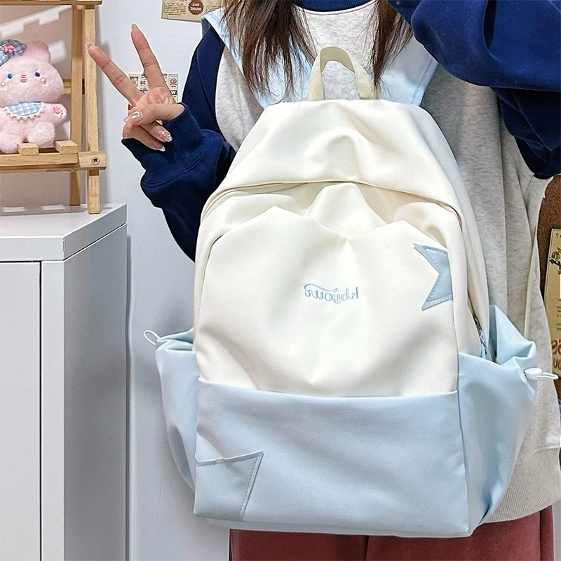 木木兔 书包女生初中生超大容量中学生高中小学生轻便减负  经典时尚小众设计 高级感 休闲拉链开合 尼龙布 双肩包 常规 黄色