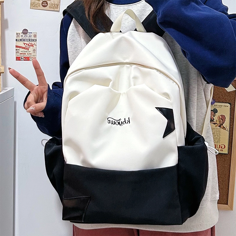 木木兔 书包女生初中生超大容量中学生高中小学生轻便减负  经典时尚小众设计 高级感 休闲拉链开合 尼龙布 双肩包 常规 黄色