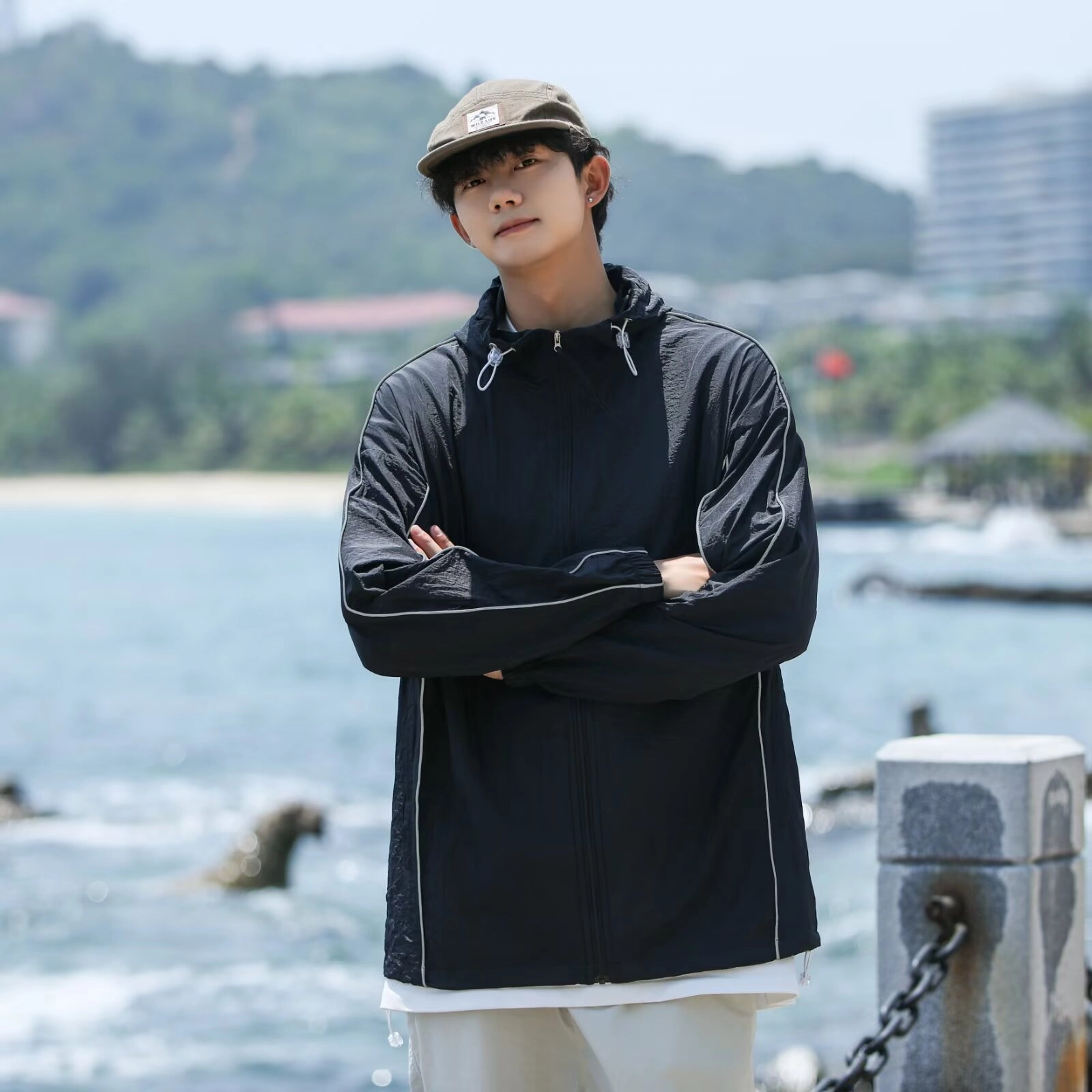 木木兔 户外休闲运动夏季高端轻薄款日系原宿百搭简约慵懒长袖 超轻速干防尘透气防紫外线防晒服 男款