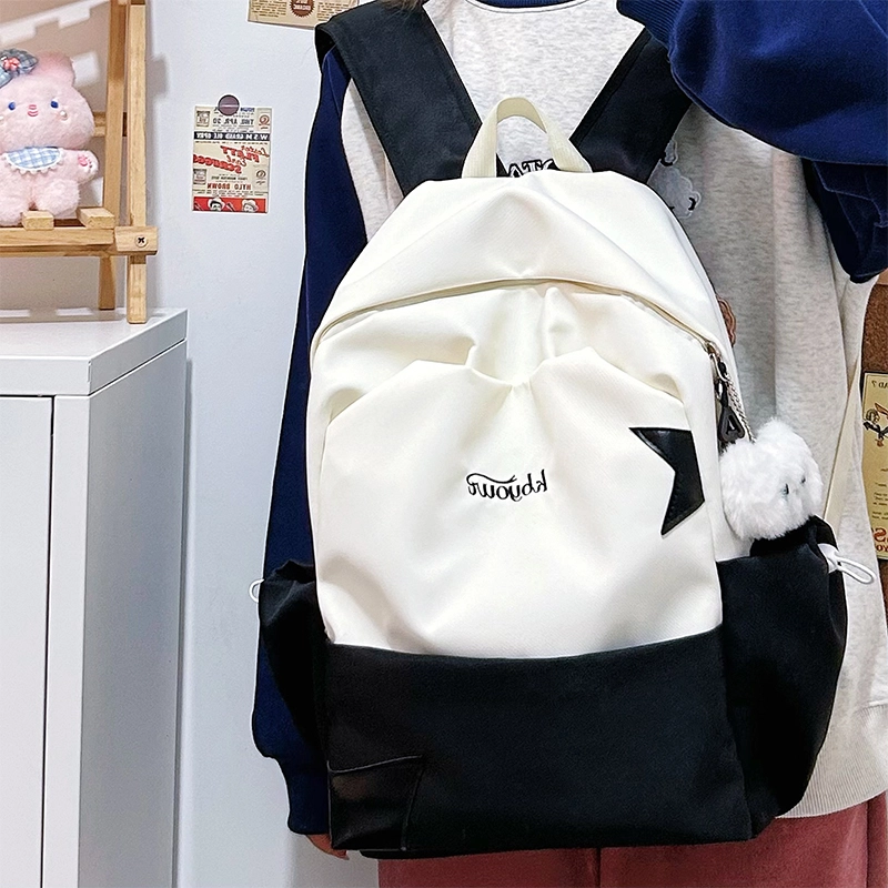 木木兔 书包女生初中生超大容量中学生高中小学生轻便减负  经典时尚小众设计 高级感 休闲拉链开合 尼龙布 双肩包 常规 黄色
