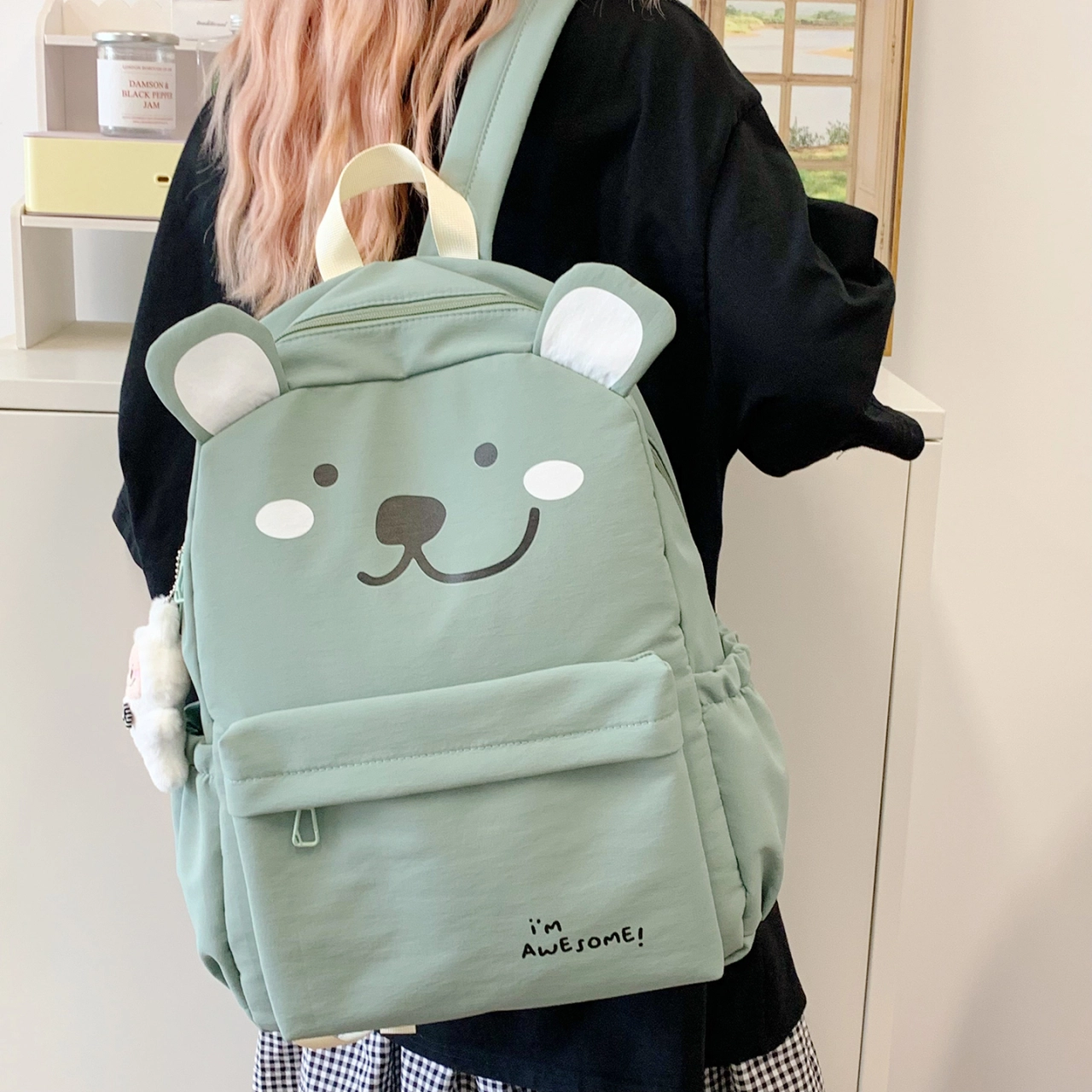 木木兔 书包女生初中生超大容量中学生高中生小学生减负轻便包包 时尚小众设计 高级感 休闲拉链开合 尼龙布 双肩包 常规 粉红色