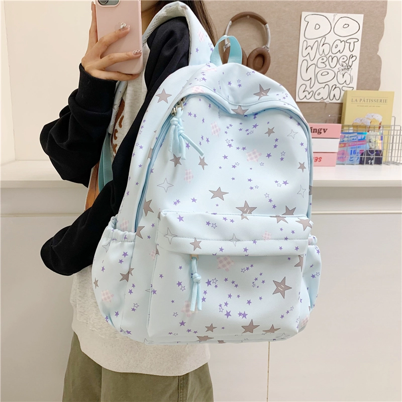 木木兔 书包女初中生高中学生大容量轻便 小 休闲 牛津纺 双肩包 常规 白色