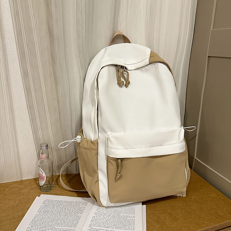 木木兔 书包女生高中超大容量中学生初中生小学生轻便 经典时尚小众设计 高级感 尼龙布 双肩包 常规 白色