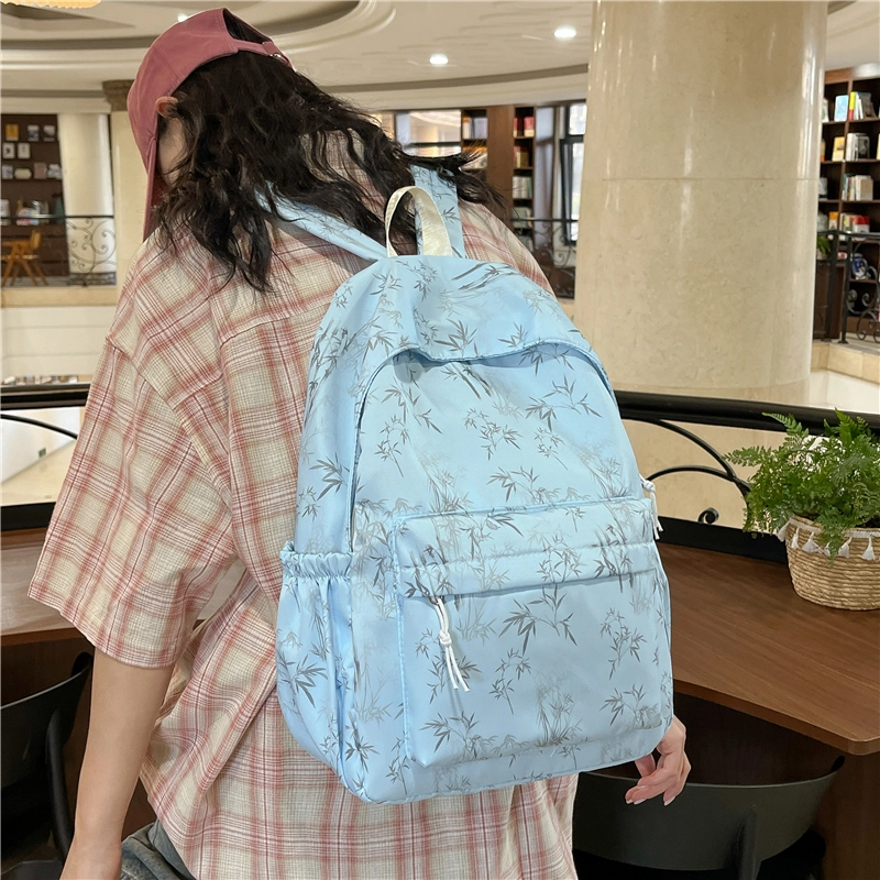木木兔 书包女小学生轻便减负超大容量初中生 经典时尚小众设计 高级感 休闲拉链开合 尼龙布 双肩包 中号 米白色