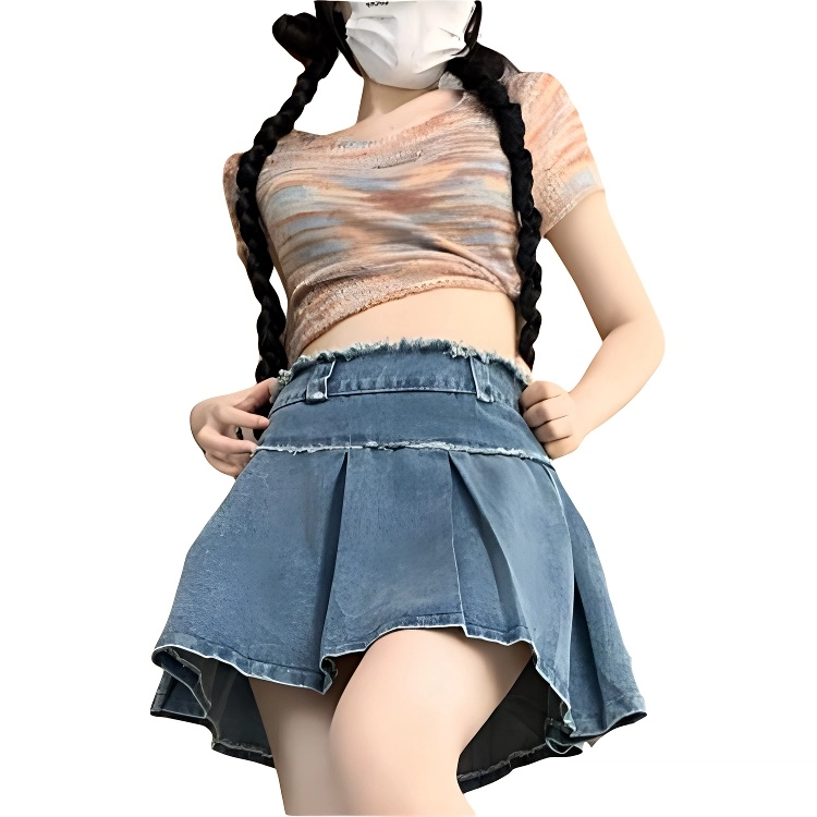 哒头下雨不愁 高腰舒适百搭牛仔短裙 女款