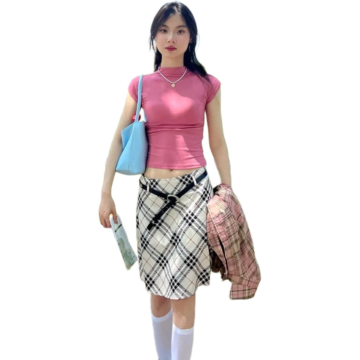 哒头下雨不愁 复古感满满的菱形格休闲短裙 女款 杏黑格