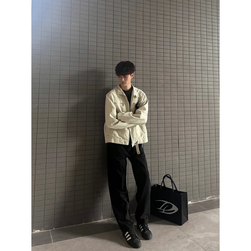 黑马漫画 美式复古立领工装百搭休闲夹克外套 男女同款