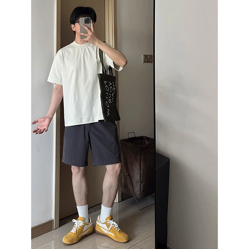 黑马漫画 冰丝速干薄款宽松直筒夏季五分休闲短裤 男女同款