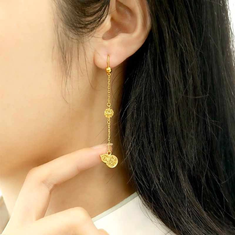 鑫佰丽 中国风古法 小葫芦轻奢 足金 一口价 耳环 女款
