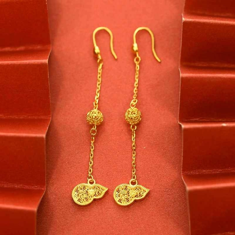 鑫佰丽 中国风古法 小葫芦轻奢 足金 一口价 耳环 女款