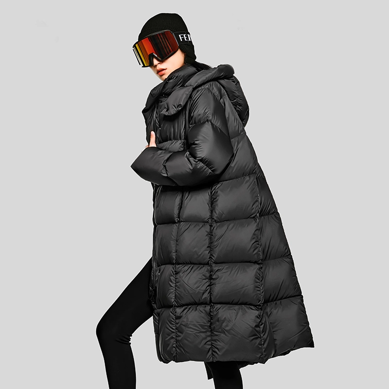 美力城 时尚超轻鹅绒修身显瘦升温长款羽绒服 女