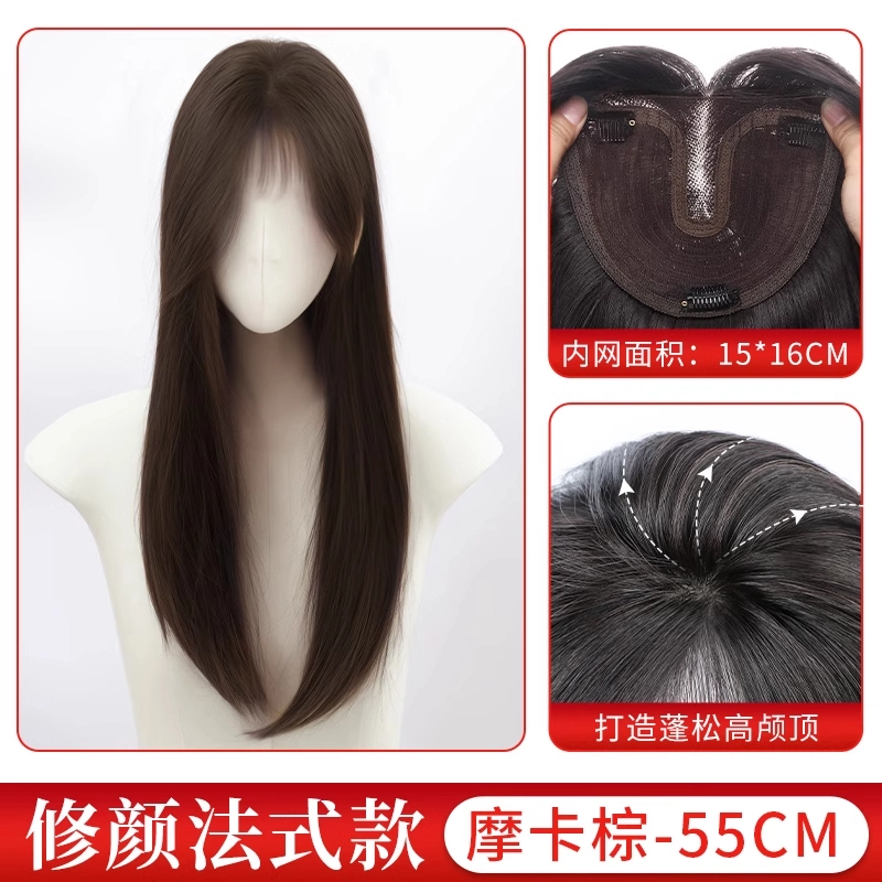 黛姿 空齐刘海长发假发片 增发量遮白发 自然色/摩卡棕